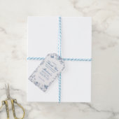 Blauwe Toile De Jouy Bruiloft Feest Favoren Cadeaulabel (Met Touw)