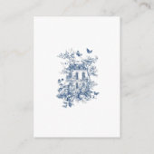 Blauwe Toile De Jouy QR Code Bruiloft Details Informatiekaartje (Achterkant)