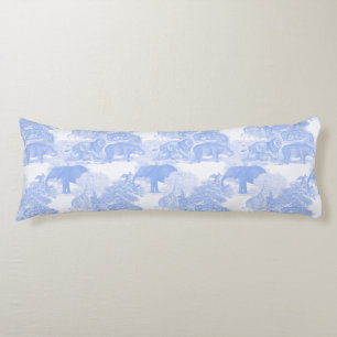 Blauwe Toile Dieren Chinoiserie Baby Boy Nursery Lichaamskussen