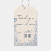 Blauwe toile oceaanthema Bruiloftsfeest Cadeaulabel (Voorkant)