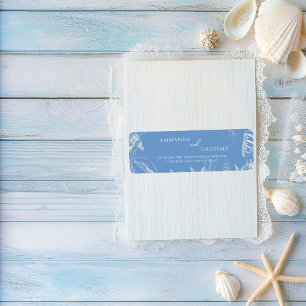 Blauwe Toile Ocean thema bruiloft Etiket