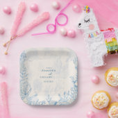 Blauwe Toile Ocean thema bruiloft Papieren Bordje (Feest)