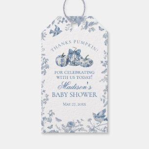 Blauwe Toile Pompoen Franse Herfst Baby Borrel Fav Cadeaulabel