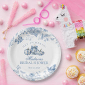 Blauwe Toile Pompoen Franse Herfst Bloemrijke Brui Papieren Bordje (Feest)