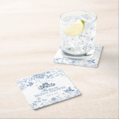 Blauwe toile pompoen Franse herfst bloemrijke brui Vierkante Kartonnen Onderzetter (Insitu)