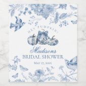 Blauwe Toile Pompoen Franse Herfst Bloemrijke Brui Wijn Etiket (Enkel label)