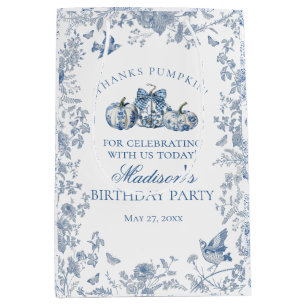 Blauwe toile pompoen Franse herfst verjaardagsfees Medium Cadeauzakje