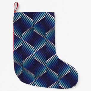 Blauwe tonen geometrisch golvend patroon kleine kerstsok