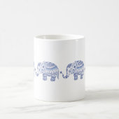 Blauwe tongen Glitter Floral Elephant Design Koffiemok (Center)