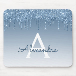Blauwe tongen Glitter Monogram Mousepad Muismat