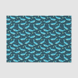 Blauwe tonijn Nautical Ocean Beach Cute Pattern Tissuepapier