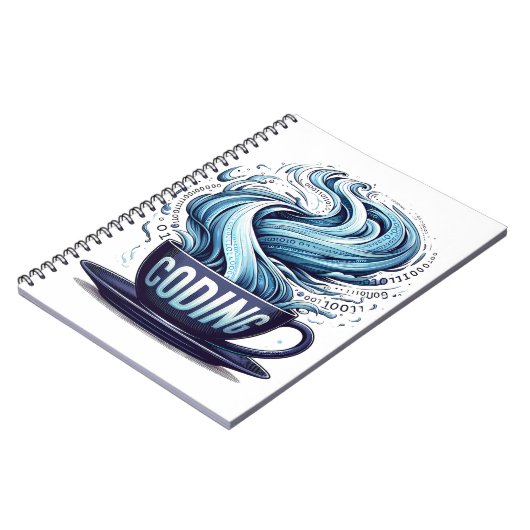 Blauwe Toon Codering Koffie Binaire Nummers Progra Notitieboek (Linkerzijde)