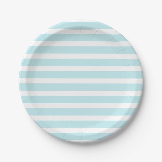 Blauwe Tosca en witte strepen Papieren Bordje (Voorkant)
