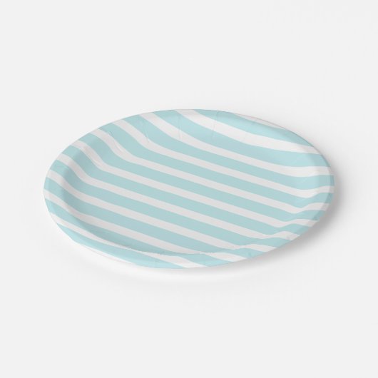 Blauwe Tosca en witte strepen Papieren Bordje (Gekanteld)