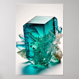 blauwe tourmaline macro close - up gemstone foto poster