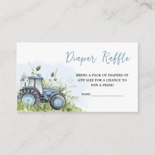 Blauwe Tractor Baby shower Luier Raffle Informatiekaartje
