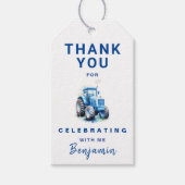 Blauwe Tractor Verjaardag Bedankt Favoriet Cadeaut Cadeaulabel (Voorkant)