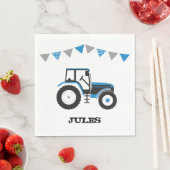 Blauwe Tractor Verjaardagsfeestje Papieren servett Servet (Insitu)