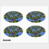 Blauwe traditie ovale sticker (Vel)