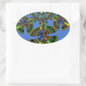 Blauwe traditie ovale sticker (Tas)