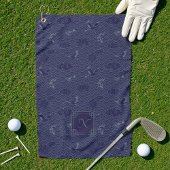 Blauwe Traditionele Japanse Golf Seigaiha Monogram Golfhanddoek