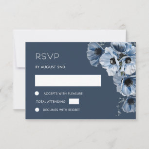 Blauwe Transparante Bloem RSVP Kaart