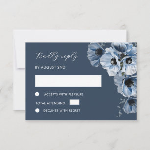 Blauwe Transparante Bloem RSVP Kaart