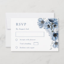 Blauwe Transparante Bloem RSVP Kaart