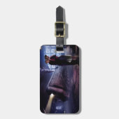 Blauwe trein bagagelabel (Voorkant verticaal)