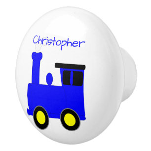 Blauwe Trein Design Op Maat Keramische Knop