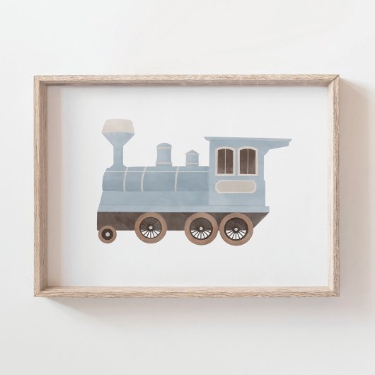 Blauwe Trein Kinderkamer Decor Poster