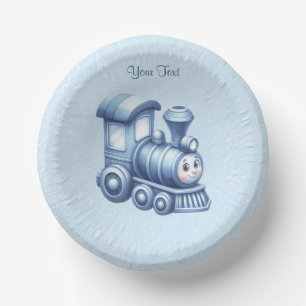 Blauwe trein papier kom