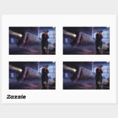 Blauwe trein rechthoekige sticker (Vel)