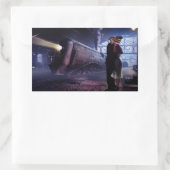 Blauwe trein rechthoekige sticker (Tas)