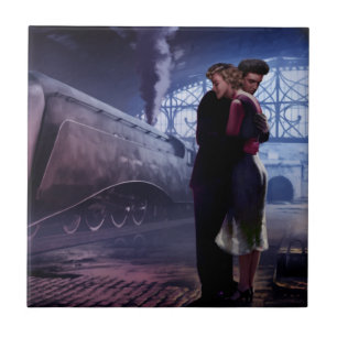 Blauwe trein tegeltje