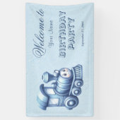 Blauwe Trein Verjaardag Welkom Spandoek (Verticaal)