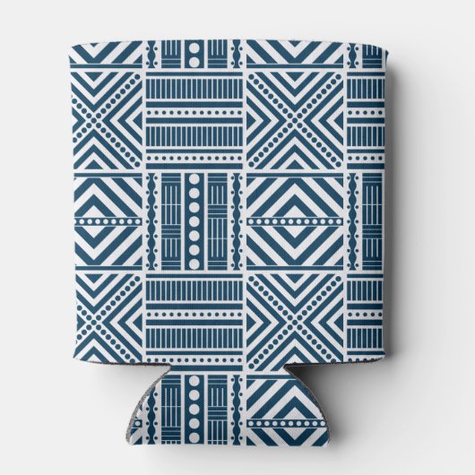 Blauwe Tribal Pattern Art Blikjeskoeler (Achterkant)