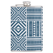 Blauwe Tribal Pattern Art Heupfles (Voorkant)