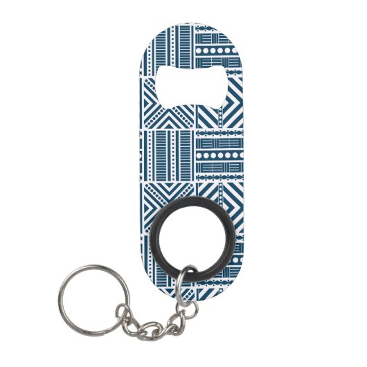 Blauwe Tribal Pattern Art Mini Flessenopener (Voorkant)