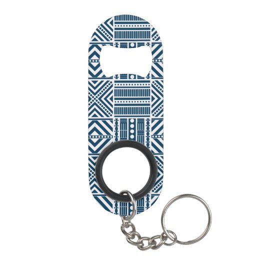Blauwe Tribal Pattern Art Mini Flessenopener (Achterkant)