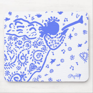 blauwe trompet angel mousepad muismat