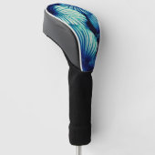 Blauwe tropische bladeren golfheadcover (Schuin)