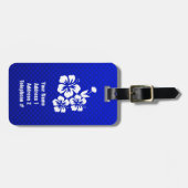 Blauwe tropische bloemen bagagelabel (Voorkant horizontaal)