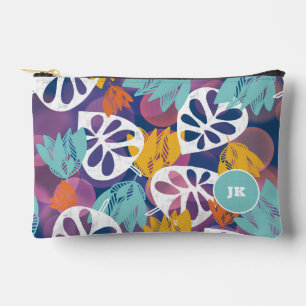 Blauwe tropische monogram mooie print gesneden naa etui