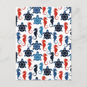 Blauwe tropische oceaan Zee Turtle Seapaarden Briefkaart