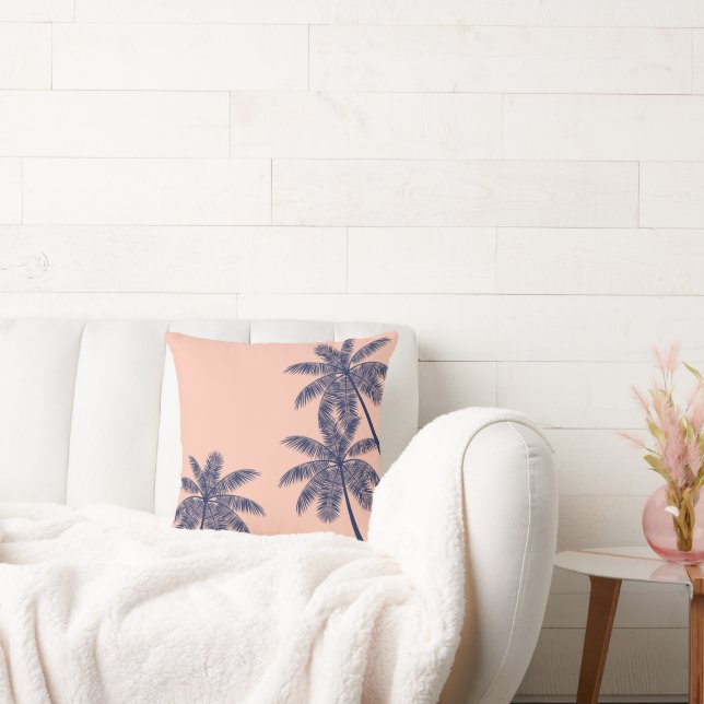 Blauwe tropische palmbomen kussen (Bank)