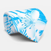 Blauwe tropische palmbomen stropdas (Opgerold)