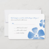 Blauwe Tropische Waterverf bloemen RSVP (Voorkant)