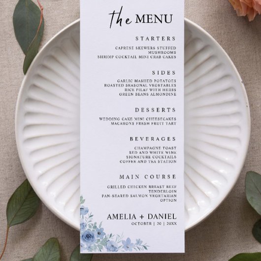 Blauwe Trouw Menu Kaarten Sjabloon