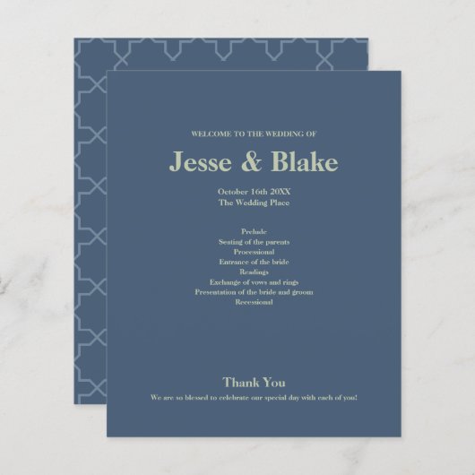 Blauwe Trouw met Latticewerk Patroon (Voorkant / Achterkant)